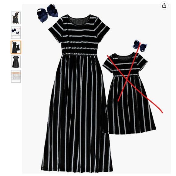 Mommy and Me Summer Short Sleeve Striped Family Matching Maxi Dresses Outfits wi - Picture 1 of 5